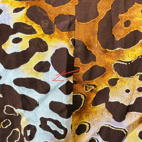 Multi-Color Laser Cut Leopard Print Pleated Blouse w Balloon Sleeves Size 04 - Picture 10 of 10